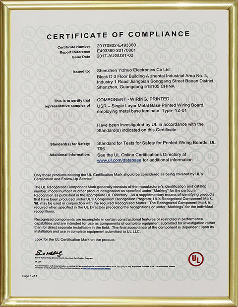 China Shenzhen Yizhuo Electronics Co., Ltd certificaciones