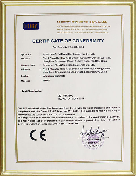 China Shenzhen Yizhuo Electronics Co., Ltd certificaciones